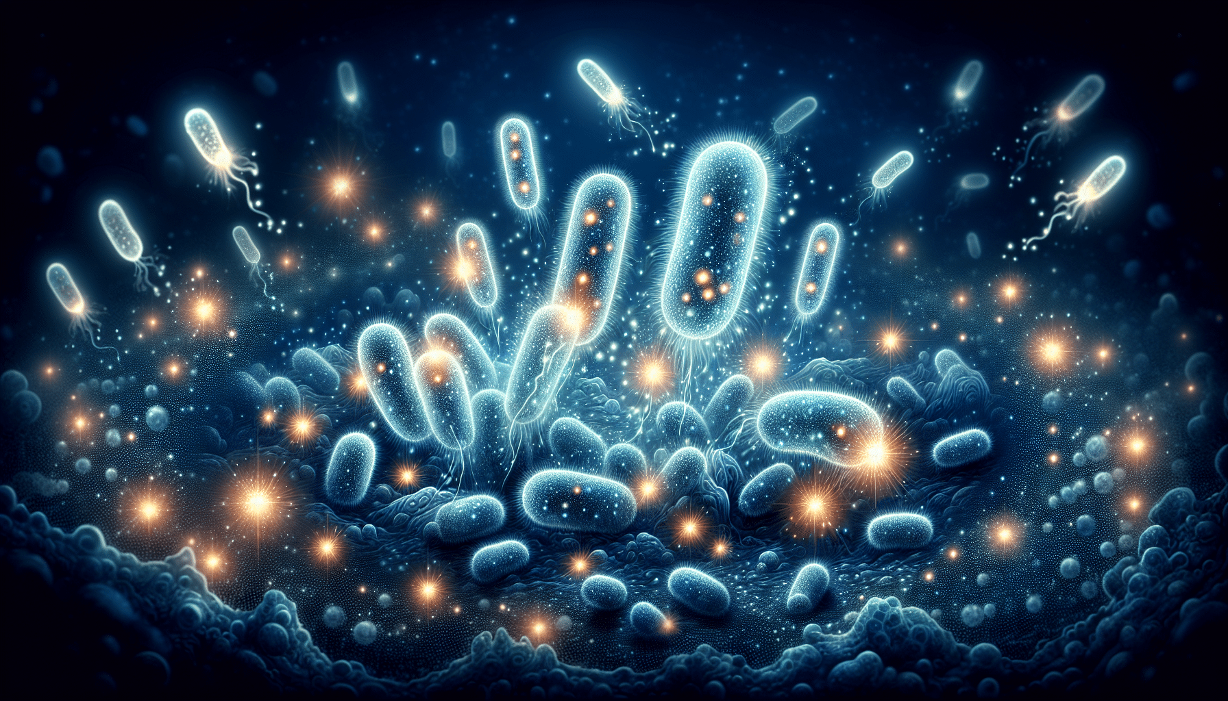 Bioluminescent bacteria in a chemical reaction