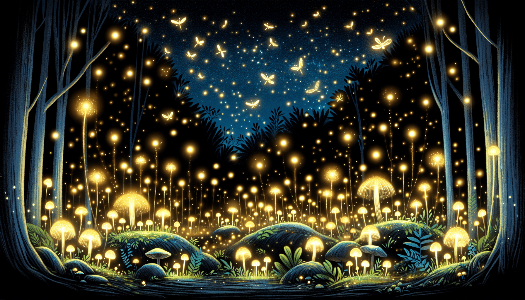 Terrestrial bioluminescent organisms like fireflies