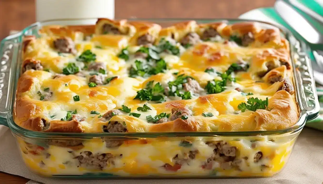 Sausage Crescent Breakfast Casserole - Cooking Curiosity